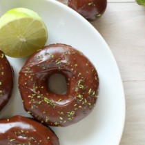 Lime Cake Doughnuts with Chocolate Glaze