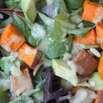 sweet potato salad with lime miso dressing